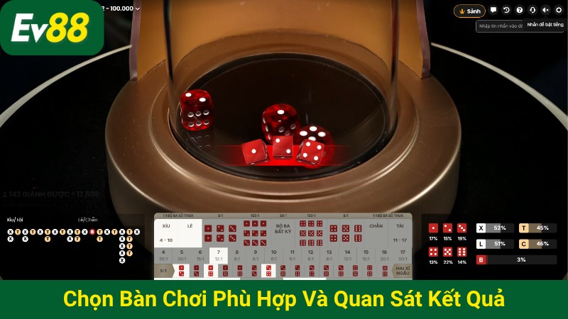 Chọn bàn chơi phù hợp và quan sát kết quả