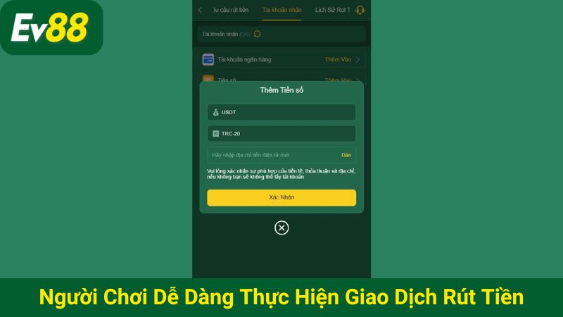 Người chơi dễ dàng thực hiện giao dịch rút tiền tại nền tảng