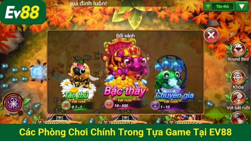 Các phòng chơi chính trong tựa game tại EV88