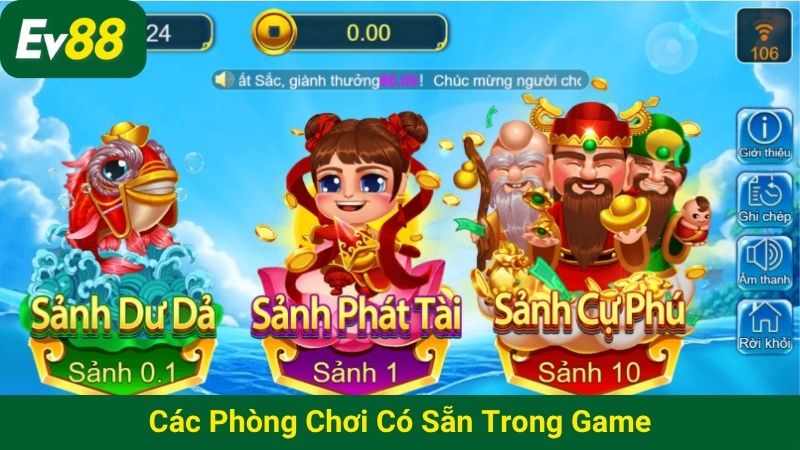 Phòng chơi có sẵn trong game