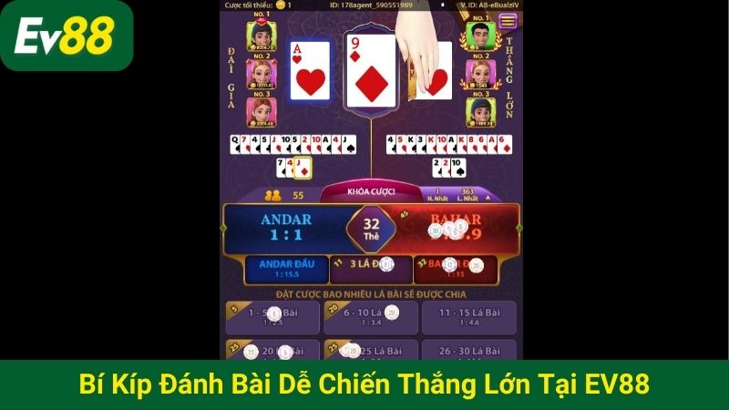 Bí kíp đánh bài dễ chiến thắng lớn tại EV88