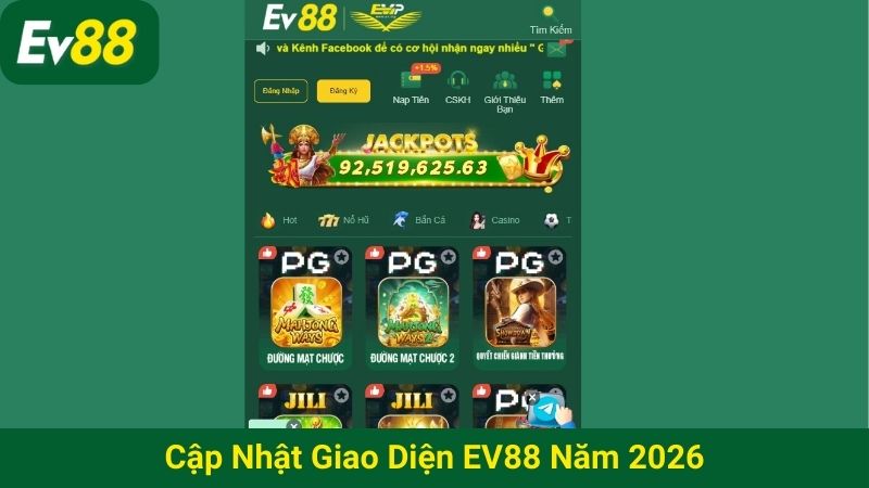Cập nhật giao diện EV88 năm 2026