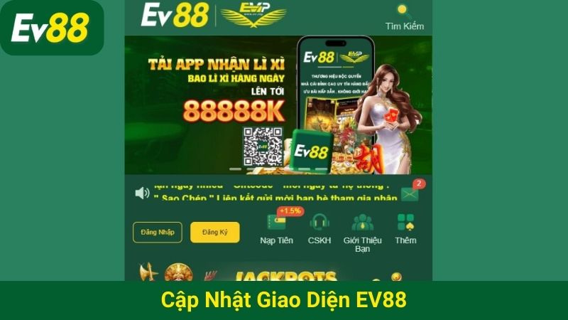 cập nhật giao diện EV88