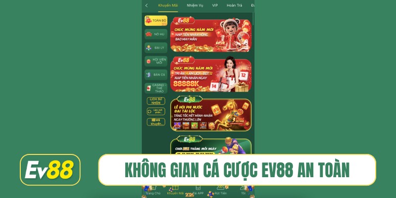 Không gian cá cược EV88 an toàn